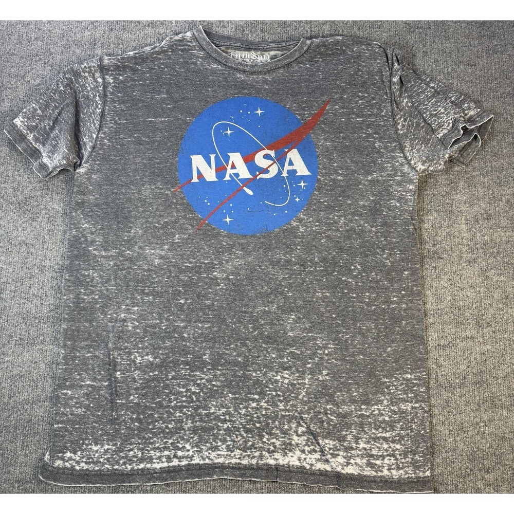 NASA Meatball Logo T Shirt Acid Wash Gray 50/50 Fifth Sun XL